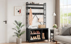 Industrial Modern Hall Tree with Bench - Heavy-duty Freestanding Entryway Storage Cabinet with Coat... - House Of Avana