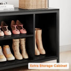 Industrial Modern Hall Tree with Bench - Heavy-duty Freestanding Entryway Storage Cabinet with Coat... - House Of Avana