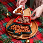 Ceramic Christmas Tree Snack Plates with Detachable Stand - House Of Avana