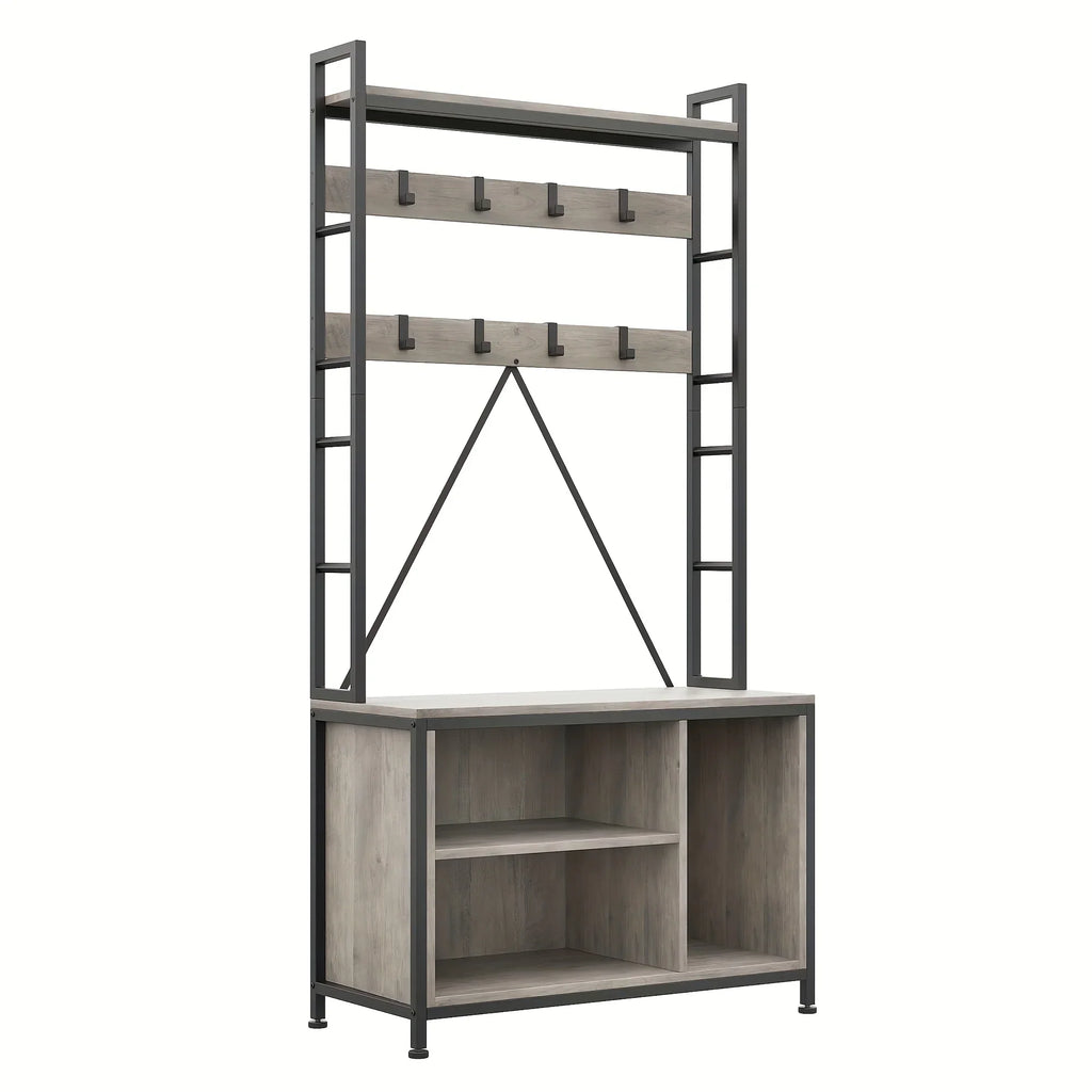 3-in-1 Hall Tree with Bench & Storage - Heavy-duty Wood Entryway Coat Rack with Shoe Storage, Hooks,... - House Of Avana