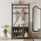 3-in-1 Hall Tree with Bench & Storage - Heavy-duty Wood Entryway Coat Rack with Shoe Storage, Hooks,... - House Of Avana