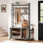 3-in-1 Hall Tree with Bench & Storage - Heavy-duty Wood Entryway Coat Rack with Shoe Storage, Hooks,... - House Of Avana