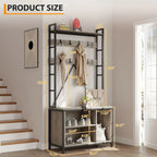 3-in-1 Hall Tree with Bench & Storage - Heavy-duty Wood Entryway Coat Rack with Shoe Storage, Hooks,... - House Of Avana