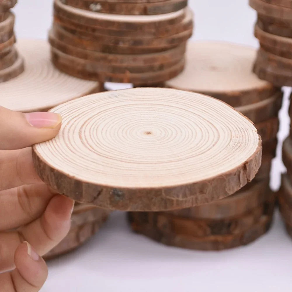 Pine Wood Coasters with Natural Tree Bark Round Circles, texture detail - House Of Avana