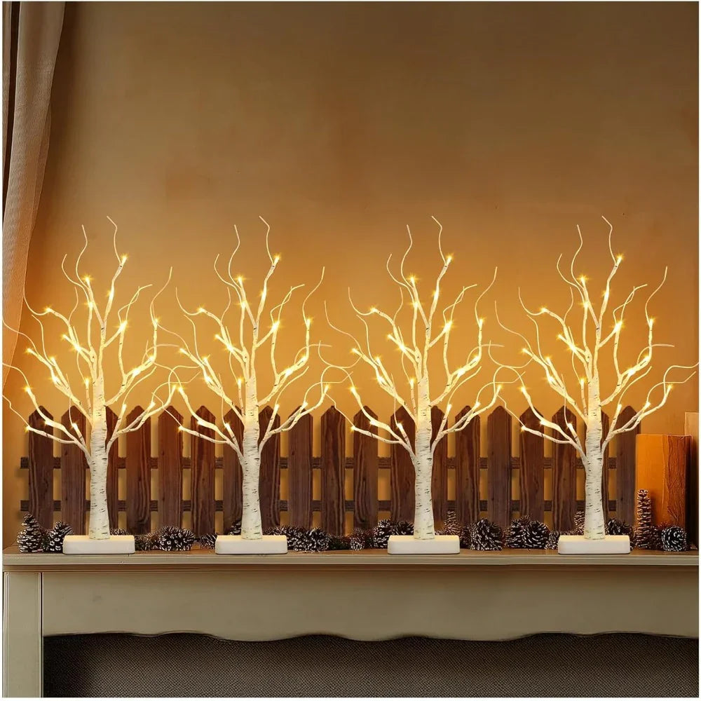 Birch Tree Led Lights 4-pack, Battery Operated Wooden String Lights, alternate view - House Of Avana