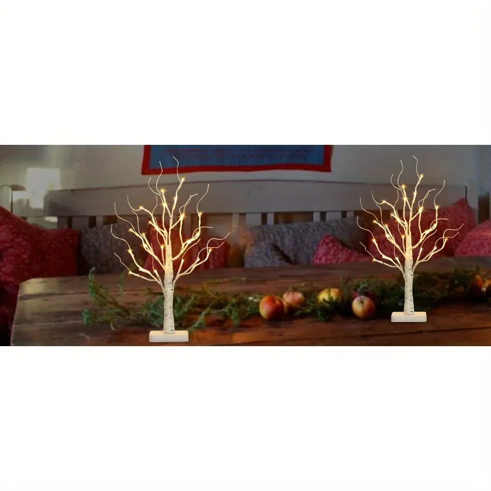 Birch Tree Led Lights 4-pack, Battery Operated Wooden String Lights, dimensions view - House Of Avana