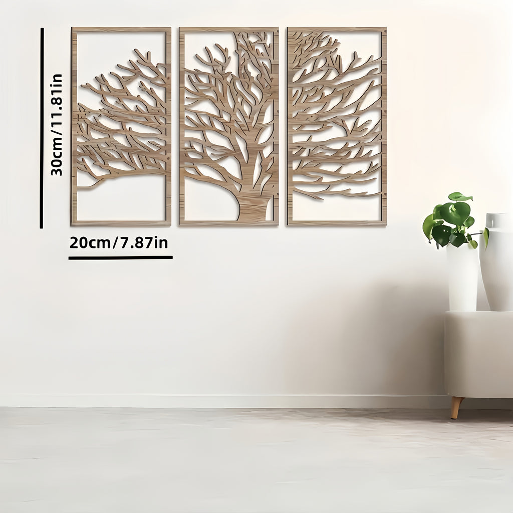 Wall Art - Tree Life Wooden Hanging, angled view - House Of Avana
