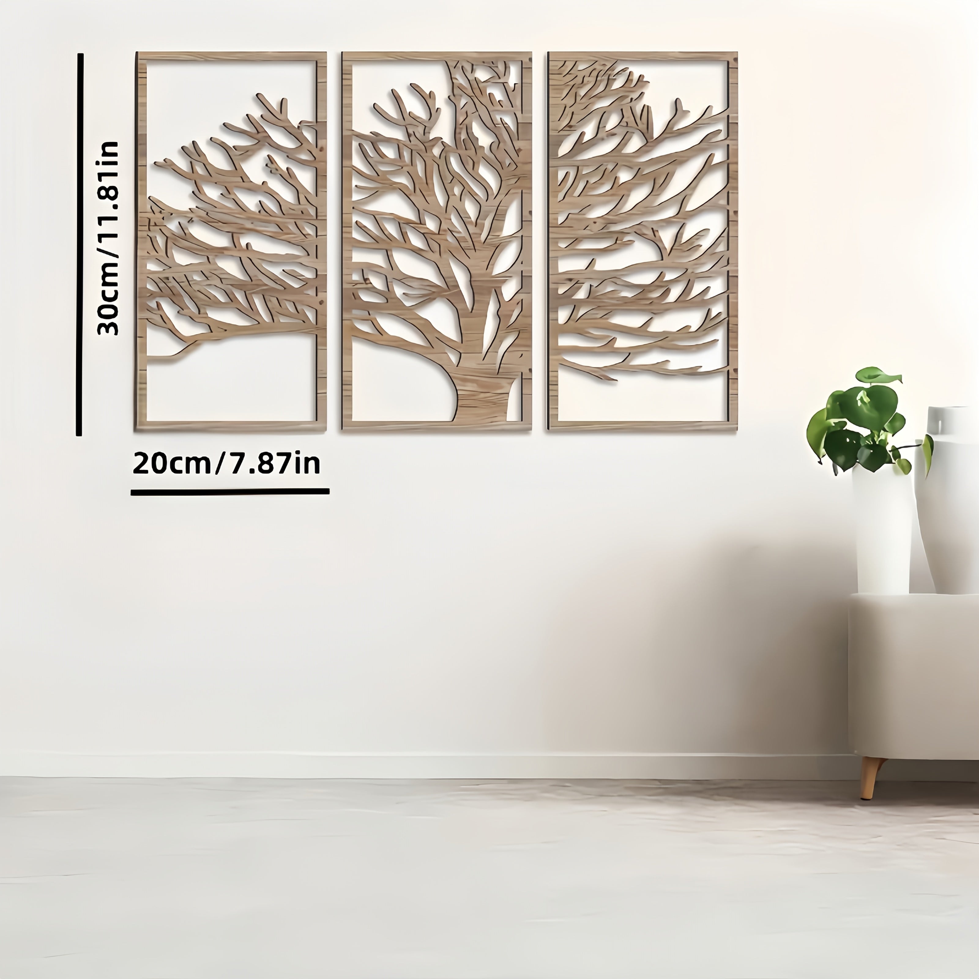 Wall Art - Tree Life Wooden Hanging, angled view - House Of Avana