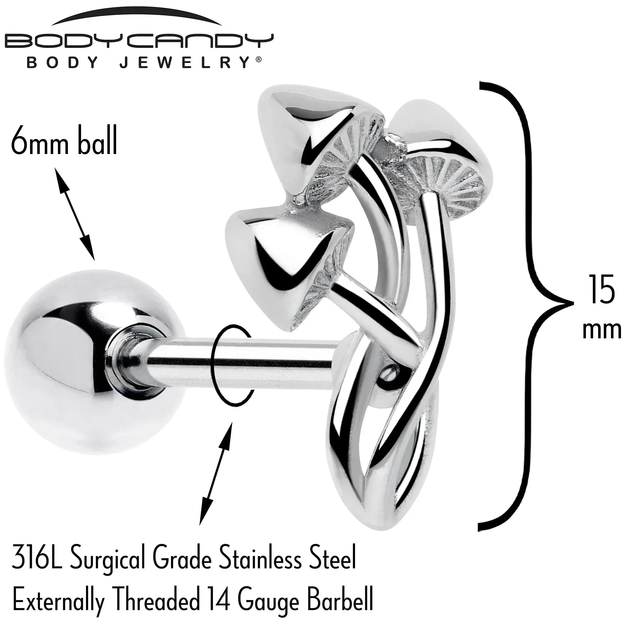 Trippy Mushroom Trio Barbell Tongue Ring