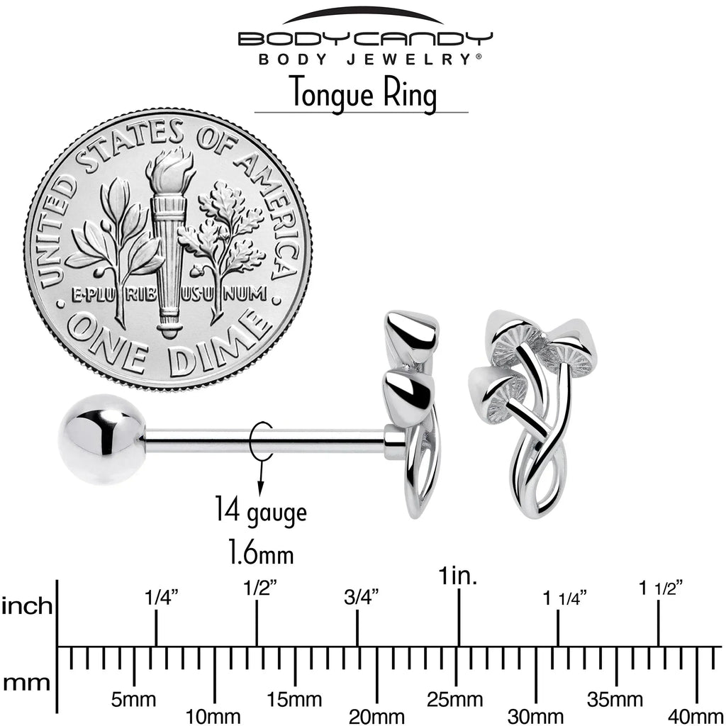 Trippy Mushroom Trio Barbell Tongue Ring