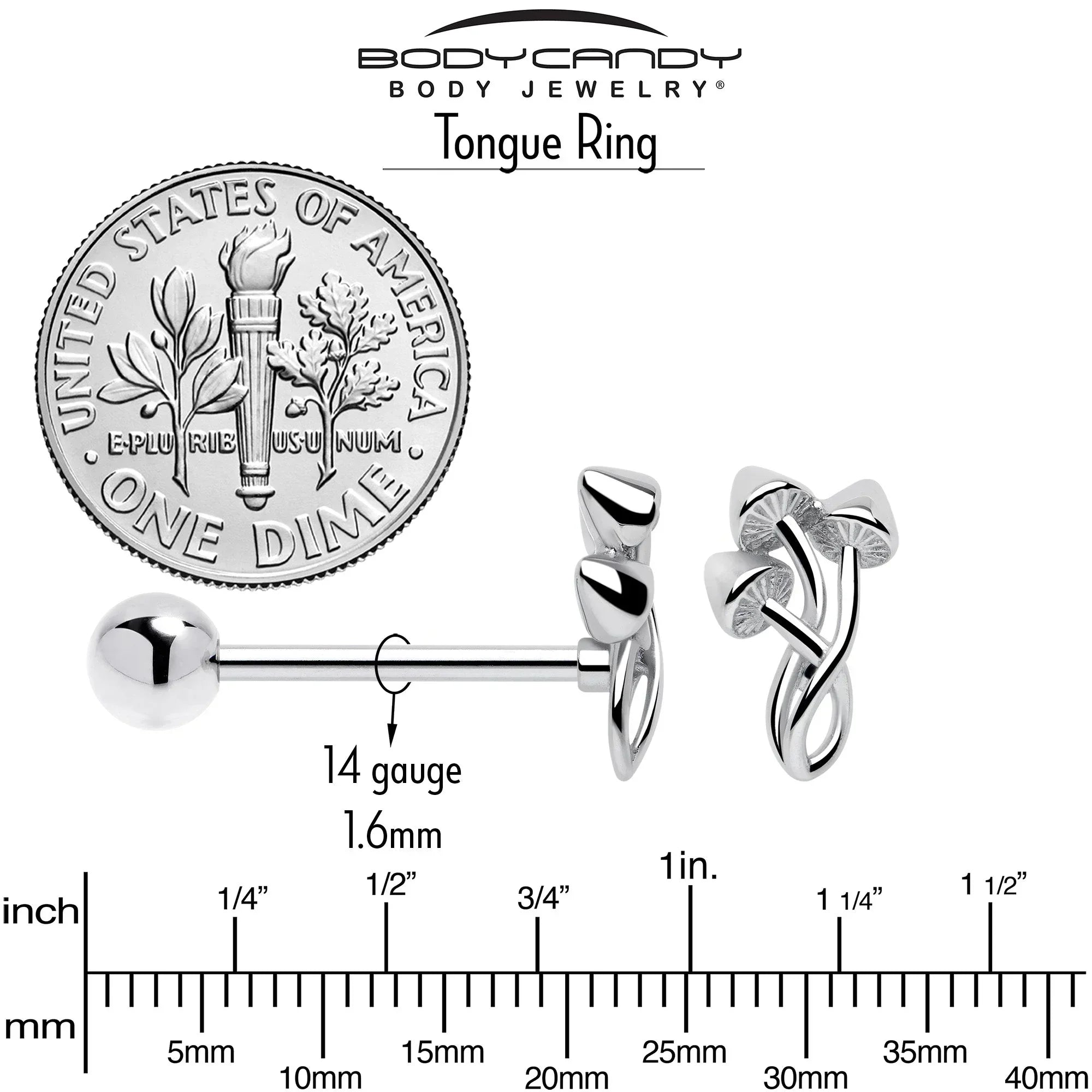 Trippy Mushroom Trio Barbell Tongue Ring