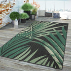 Tropical Outdoor Rug Ostende Palm Trees - Black Green RugYourHome