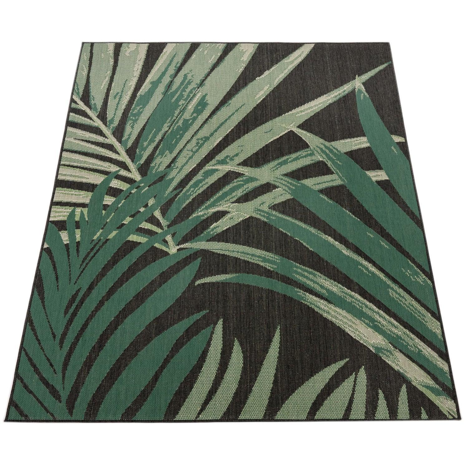 Tropical Outdoor Rug Ostende Palm Trees - Black Green RugYourHome