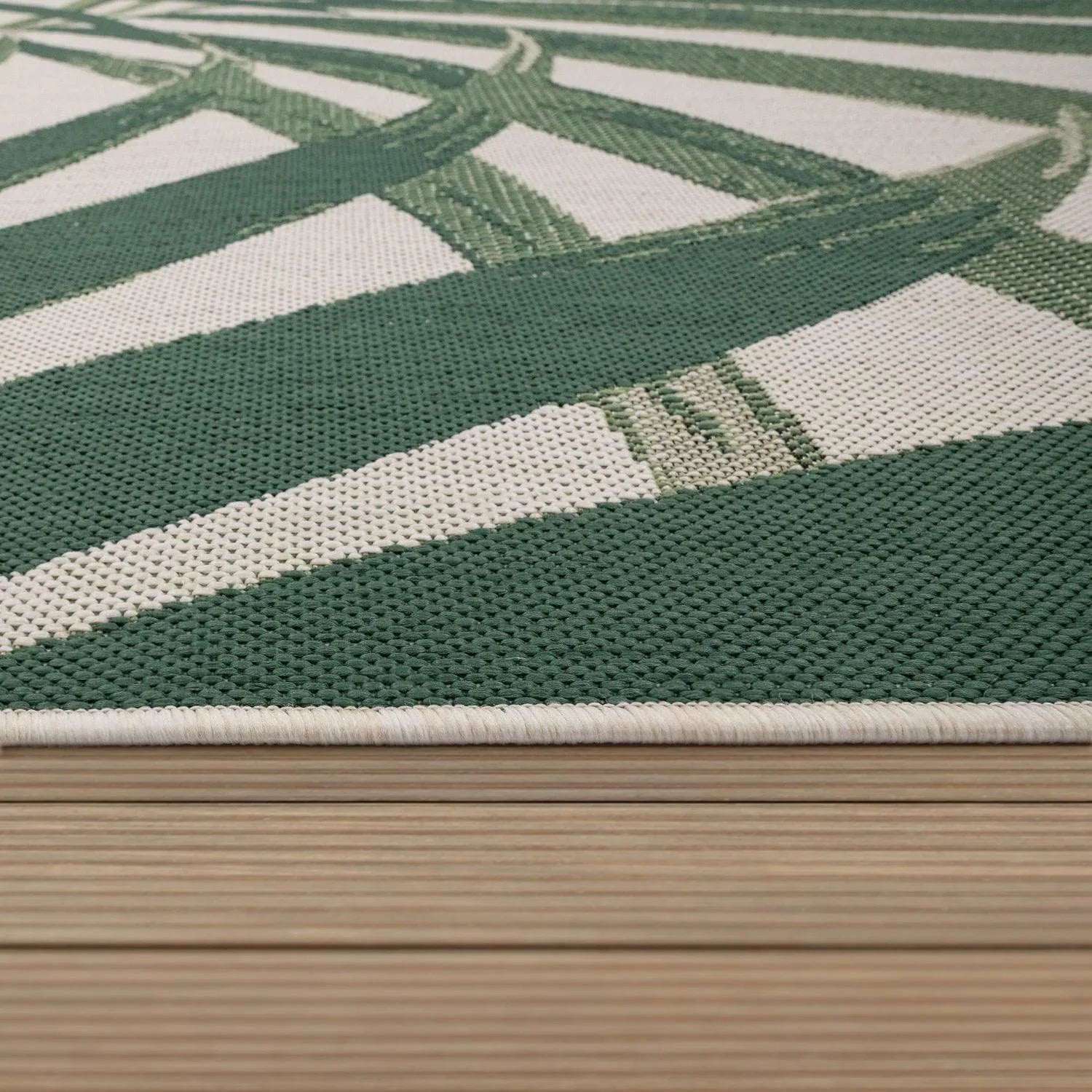 Tropical Outdoor Rug Ostende Palm Trees - Green Beige RugYourHome