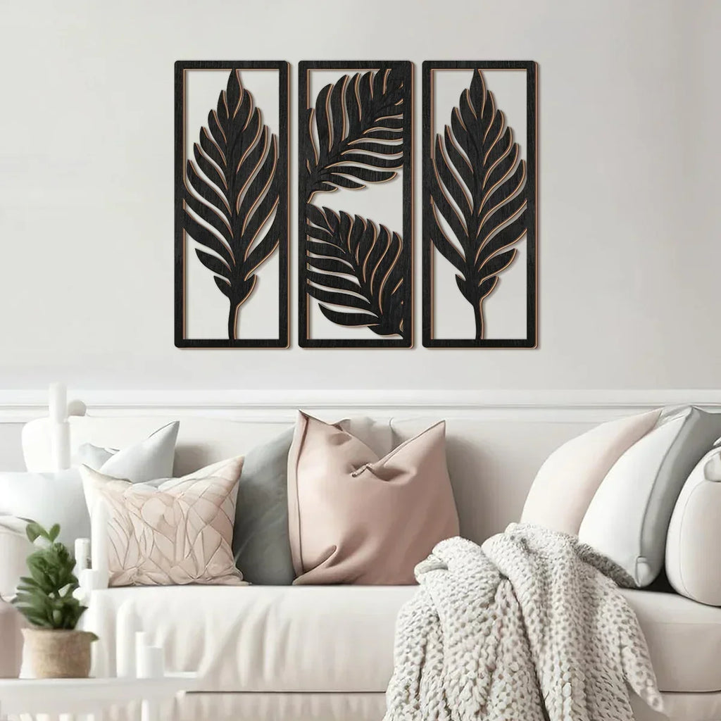 Wall Decor - Tropical Wooden Black, front view - House Of Avana