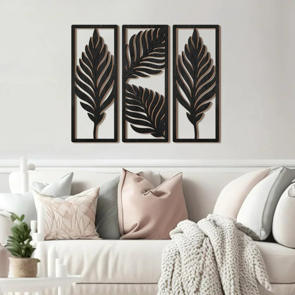 Wall Decor - Tropical Wooden Black, front view - House Of Avana