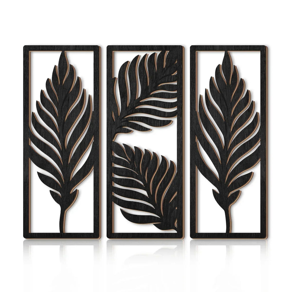 Wall Decor - Tropical Wooden Black, angled view - House Of Avana