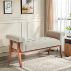 Heavy-Duty Extra Long Ottoman Bench Seat - Upholstered Footrest with Tufted Padded Seat, 300 lbs Capacity, Light Khaki Furniture for Living Room, Bedroom, Entryway - Sturdy End of Bed Bench or Footstool, Bedroom Seating, Eleg House Of Avana