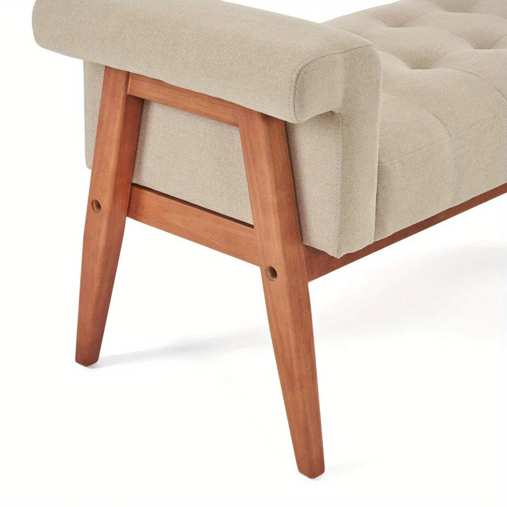 Heavy-Duty Extra Long Ottoman Bench Seat - Upholstered Footrest with Tufted Padded Seat, 300 lbs Capacity, Light Khaki Furniture for Living Room, Bedroom, Entryway - Sturdy End of Bed Bench or Footstool, Bedroom Seating, Eleg House Of Avana