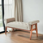 Heavy-Duty Extra Long Ottoman Bench Seat - Upholstered Footrest with Tufted Padded Seat, 300 lbs Capacity, Light Khaki Furniture for Living Room, Bedroom, Entryway - Sturdy End of Bed Bench or Footstool, Bedroom Seating, Eleg House Of Avana