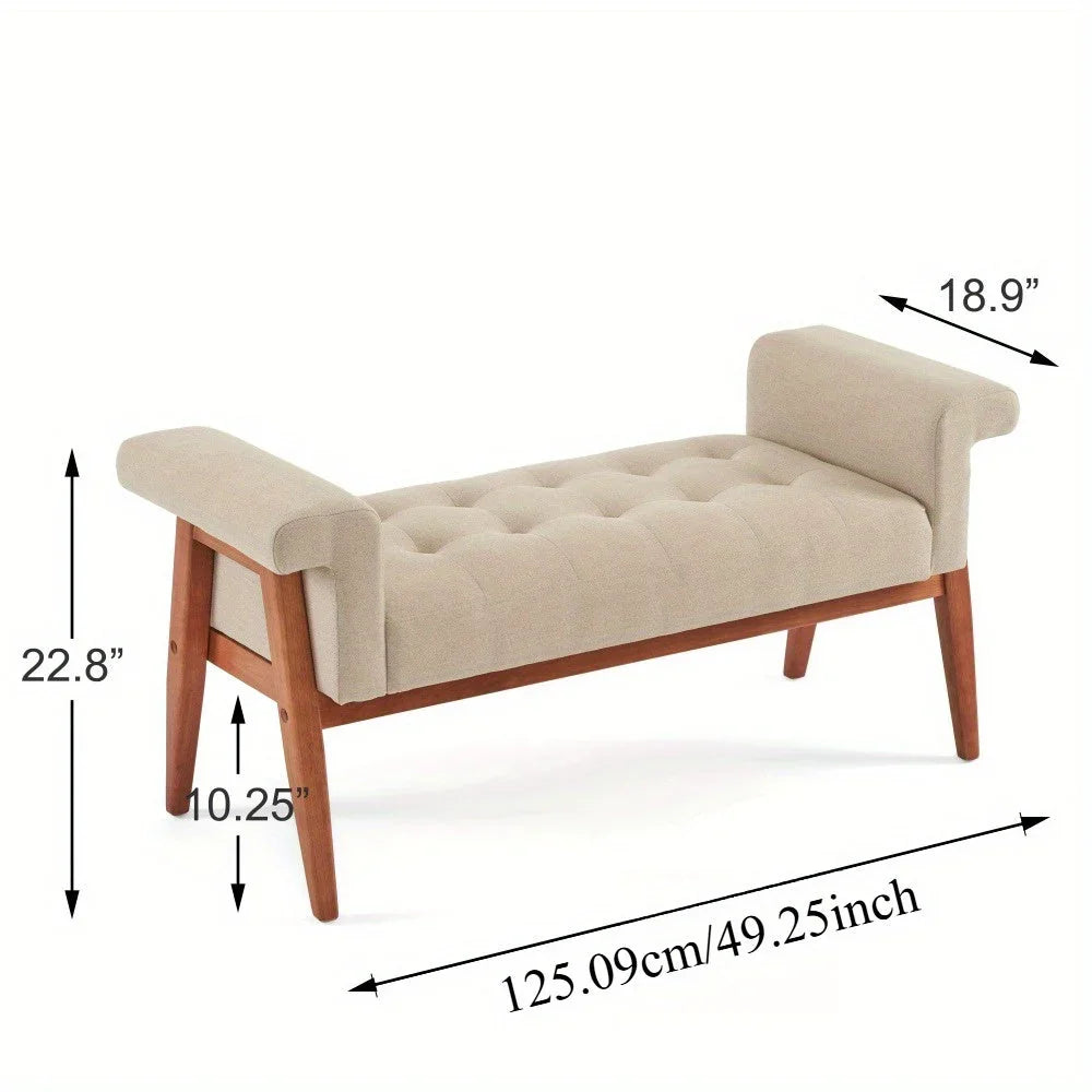 Heavy-Duty Extra Long Ottoman Bench Seat - Upholstered Footrest with Tufted Padded Seat, 300 lbs Capacity, Light Khaki Furniture for Living Room, Bedroom, Entryway - Sturdy End of Bed Bench or Footstool, Bedroom Seating, Eleg House Of Avana