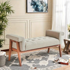 Heavy-Duty Extra Long Ottoman Bench Seat - Upholstered Footrest with Tufted Padded Seat, 300 lbs Capacity, Light Khaki Furniture for Living Room, Bedroom, Entryway - Sturdy End of Bed Bench or Footstool, Bedroom Seating, Eleg House Of Avana