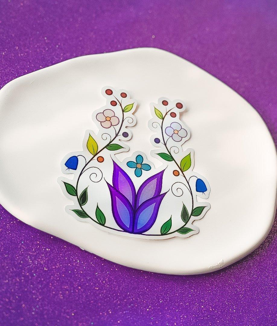 Tulip and Vine Ojibwe Floral Sticker Bizaanide'ewin