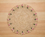 Tulip Floral Placemats – Hand-Crocheted Raffia Palm Floral Placemats – Spring Table Decor Payton James