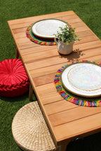 Tulum Raffia Placemat, colorful woven tabletop Payton James