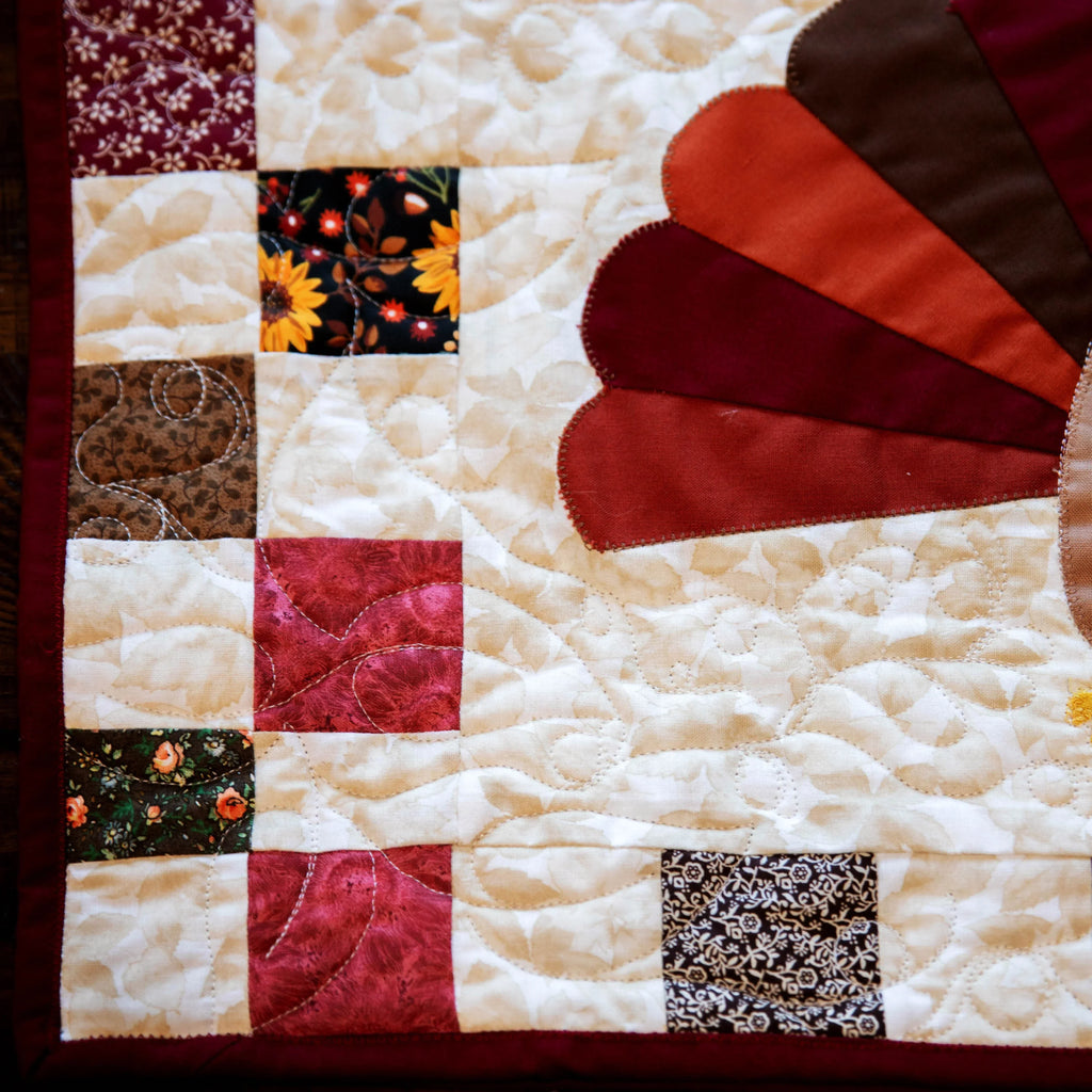 Turkey Thanksgiving Quilted Table Runner Precut Quilt Kit W/ Backing Block Party Quilt Co