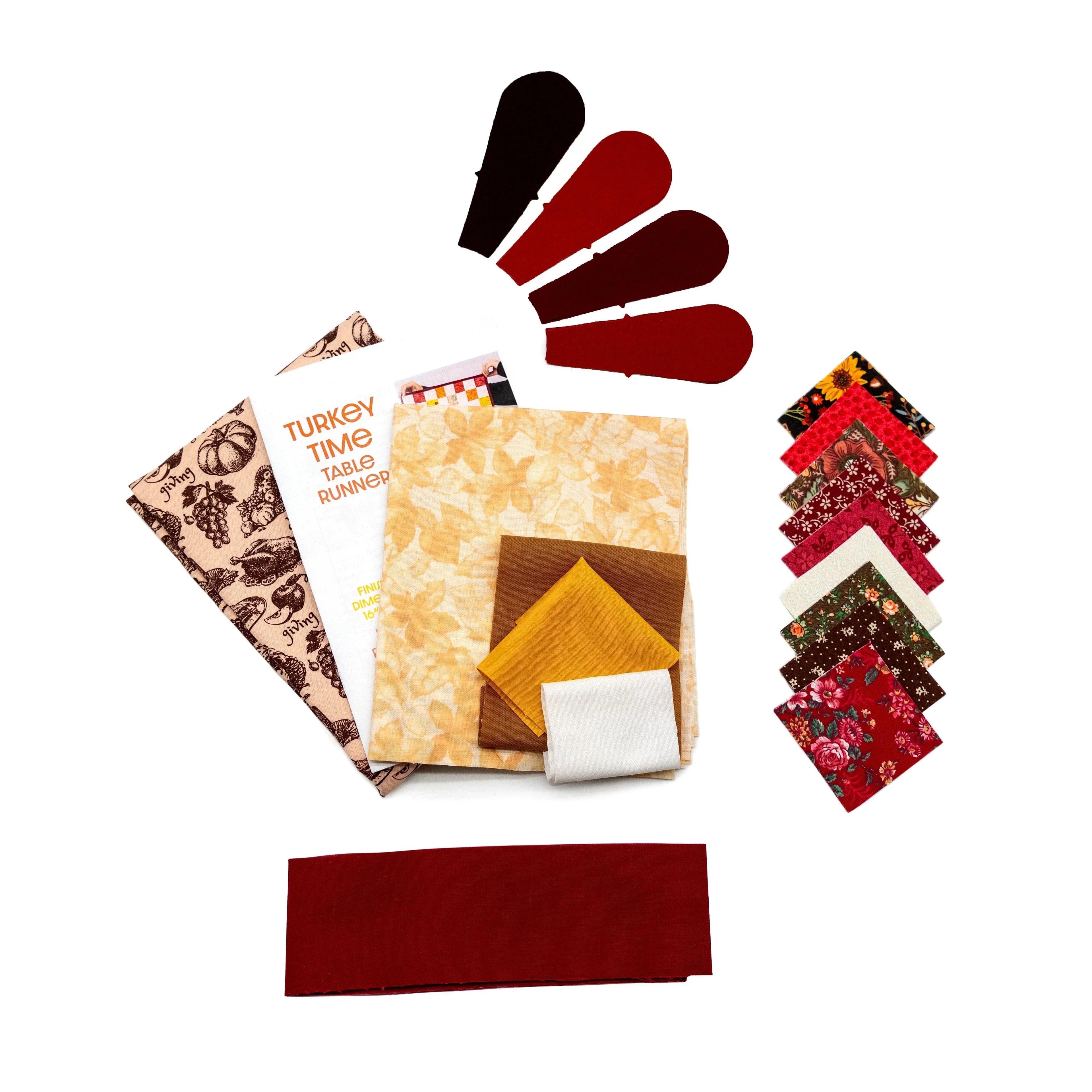 Turkey Thanksgiving Quilted Table Runner Precut Quilt Kit W/ Backing Block Party Quilt Co
