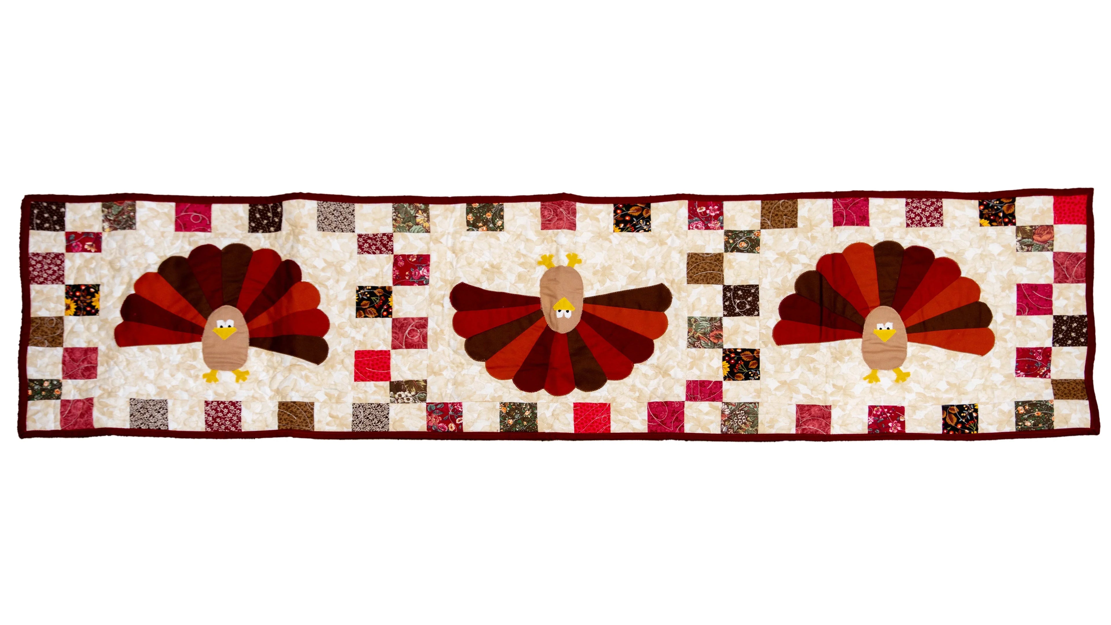 Turkey Thanksgiving Quilted Table Runner Precut Quilt Kit W/ Backing Block Party Quilt Co