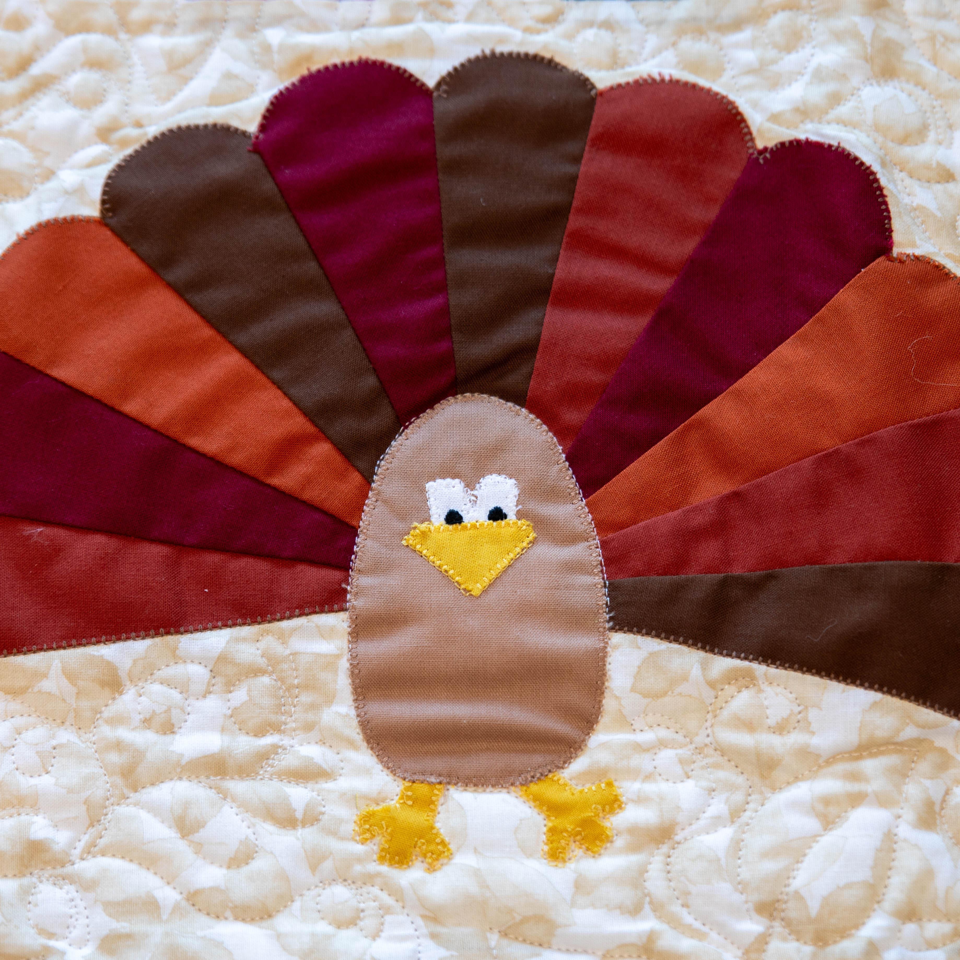 Turkey Thanksgiving Quilted Table Runner Precut Quilt Kit W/ Backing Block Party Quilt Co