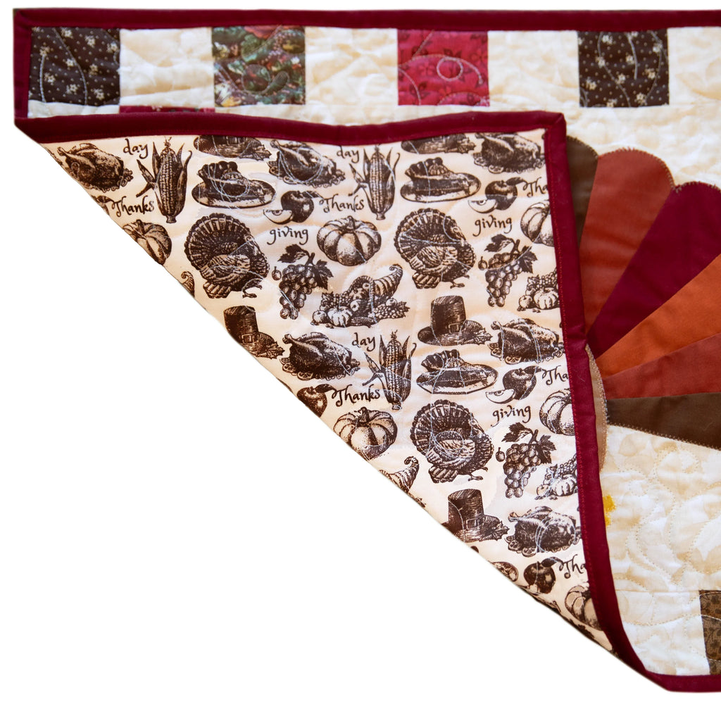 Turkey Thanksgiving Quilted Table Runner Precut Quilt Kit W/ Backing Block Party Quilt Co