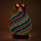 Turkish Mosaic Lamp Light Turkish Lamp Handcrafted Decorative Design Gourd Table Lamp - Multicolor Swirl-0