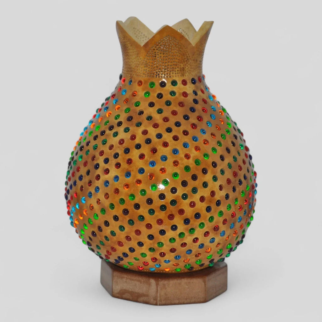 Turkish Mosaic Lamp Light Turkish Lamp Handcrafted Decorative Design Gourd Table Lamp - Multicolor Swirl-1