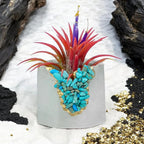 Turquoise Synthetic Geode Planter with Unique Layered Design, front view - House Of Avana