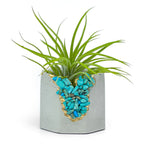 Turquoise Synthetic Geode Planter with Unique Layered Design, side view - House Of Avana