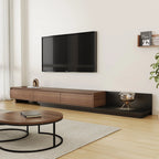 Walnut - Coloured Width - Adjustable TV Cabinet with Modern Design - Ideal for Living Rooms (78.7inch/200cm - 130inch/330.1cm x 15.7inch/40cm x 13.8inch/35cm) House Of Avana