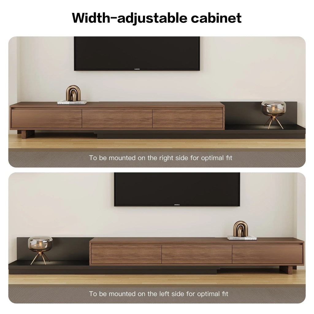 Walnut - Coloured Width - Adjustable TV Cabinet with Modern Design - Ideal for Living Rooms (78.7inch/200cm - 130inch/330.1cm x 15.7inch/40cm x 13.8inch/35cm) House Of Avana