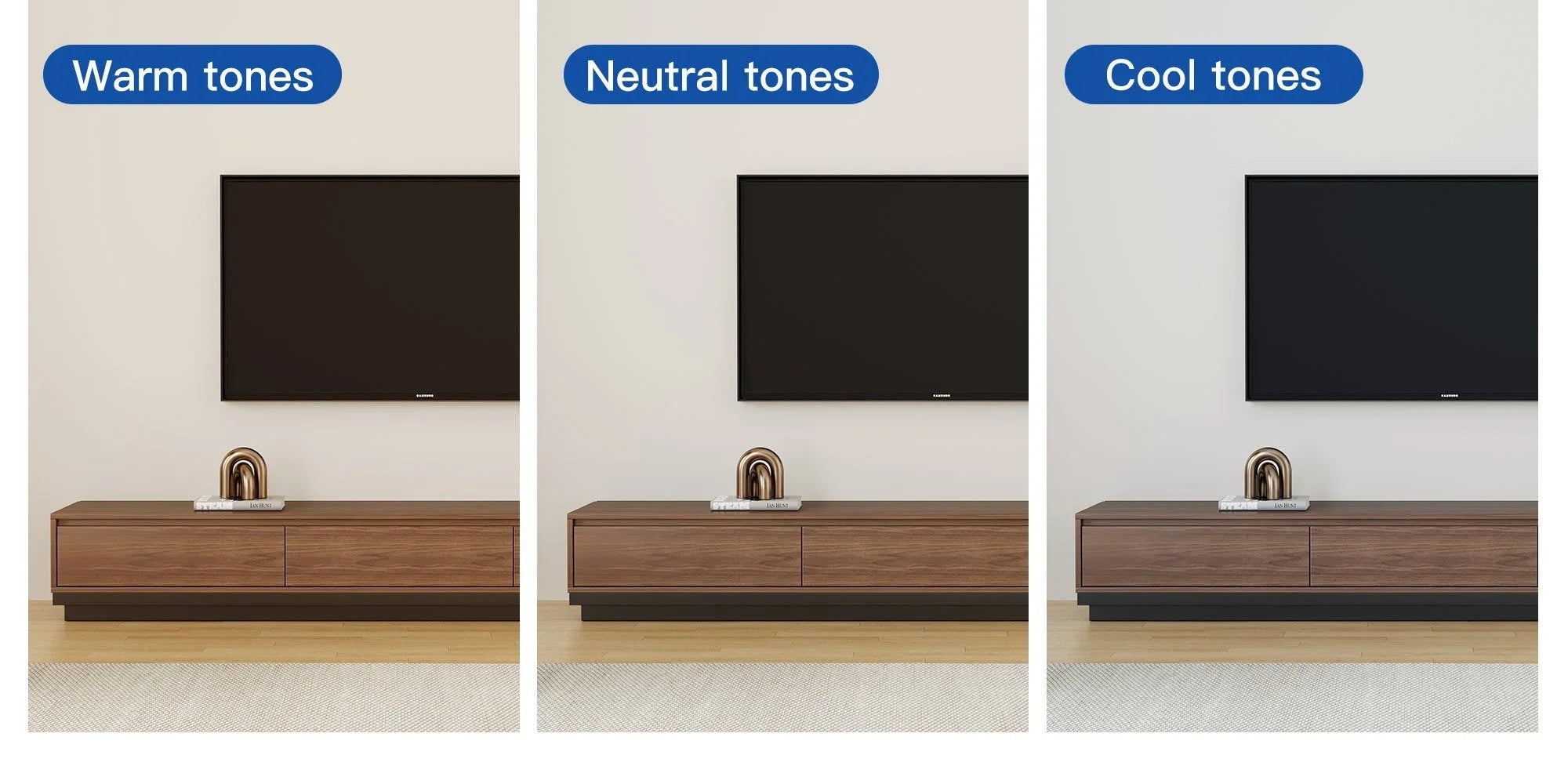 Walnut - Coloured Width - Adjustable TV Cabinet with Modern Design - Ideal for Living Rooms (78.7inch/200cm - 130inch/330.1cm x 15.7inch/40cm x 13.8inch/35cm) House Of Avana