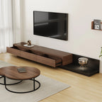 Walnut - Coloured Width - Adjustable TV Cabinet with Modern Design - Ideal for Living Rooms (78.7inch/200cm - 130inch/330.1cm x 15.7inch/40cm x 13.8inch/35cm) House Of Avana