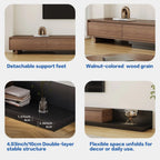 Walnut - Coloured Width - Adjustable TV Cabinet with Modern Design - Ideal for Living Rooms (78.7inch/200cm - 130inch/330.1cm x 15.7inch/40cm x 13.8inch/35cm) House Of Avana