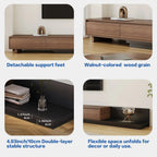 Walnut - Coloured Width - Adjustable TV Cabinet with Modern Design - Ideal for Living Rooms (78.7inch/200cm - 130inch/330.1cm x 15.7inch/40cm x 13.8inch/35cm) House Of Avana [[SKU:HOA-MSC-003]]