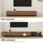 Walnut - Coloured Width - Adjustable TV Cabinet with Modern Design - Ideal for Living Rooms (78.7inch/200cm - 130inch/330.1cm x 15.7inch/40cm x 13.8inch/35cm) House Of Avana