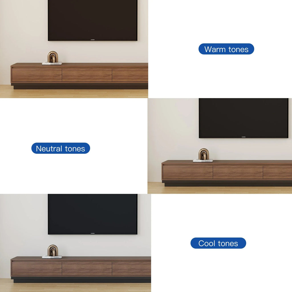 Walnut - Coloured Width - Adjustable TV Cabinet with Modern Design - Ideal for Living Rooms (78.7inch/200cm - 130inch/330.1cm x 15.7inch/40cm x 13.8inch/35cm) House Of Avana