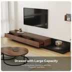 Walnut - Coloured Width - Adjustable TV Cabinet with Modern Design - Ideal for Living Rooms (78.7inch/200cm - 130inch/330.1cm x 15.7inch/40cm x 13.8inch/35cm) House Of Avana