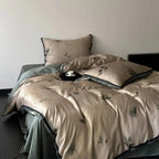Twilight Zone Silky Tencel Bedding Set / White + Gray Ever Lasting