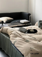 Twilight Zone Silky Tencel Bedding Set / White + Gray Ever Lasting