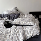Twilight Zone Silky Tencel Bedding Set / White + Gray Ever Lasting